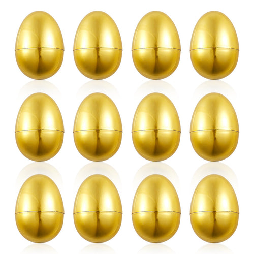 12pcs Golden Easter Eggs Fillable Easter Eggs Plastic Easter Eggs Empty Easter Egg Hunt Games Party Favor Fillers Basket Stuffers Crafts for Easter Party Company Activities